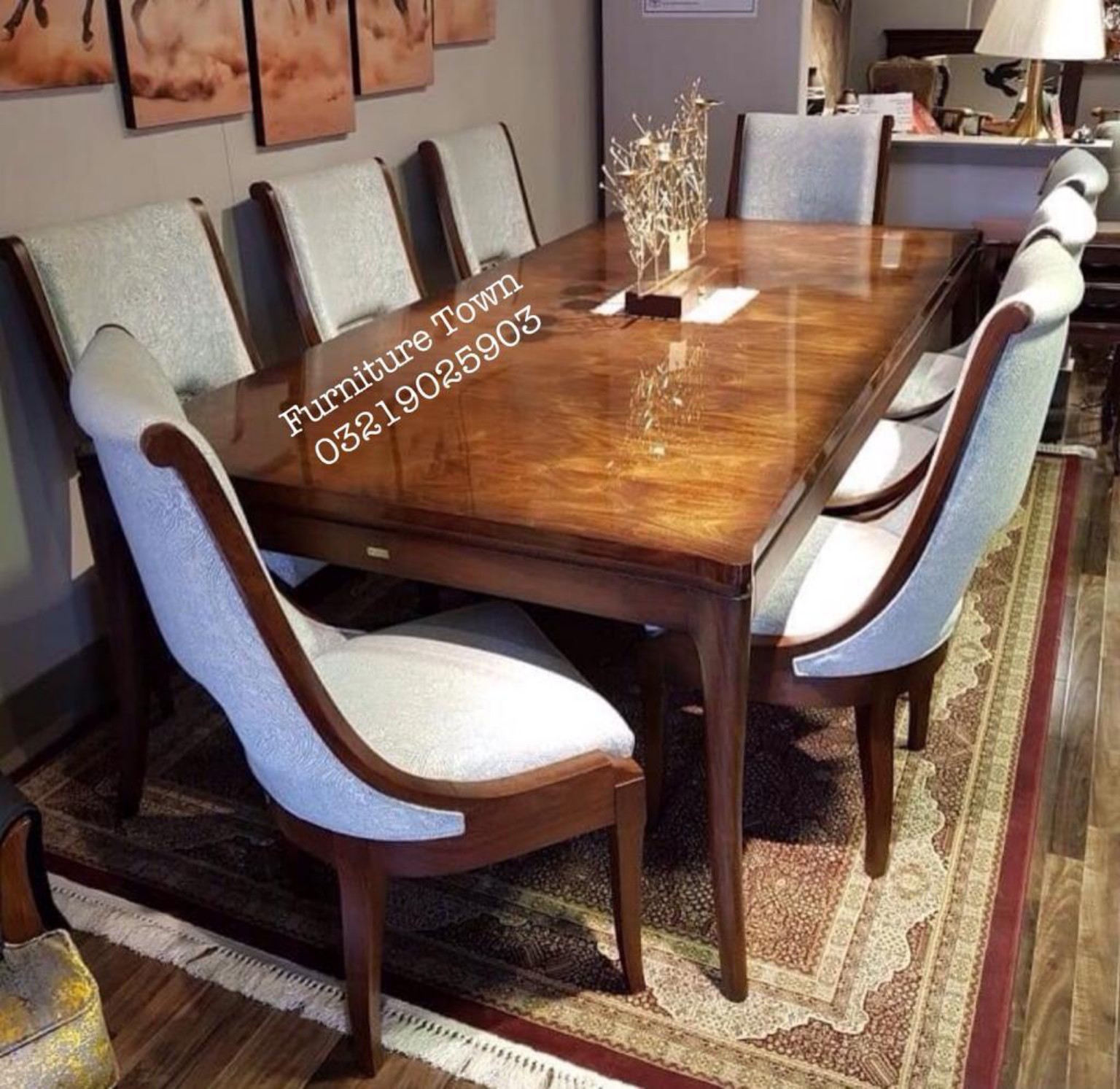 Classic Walnut Dining Table Set in Peshawar