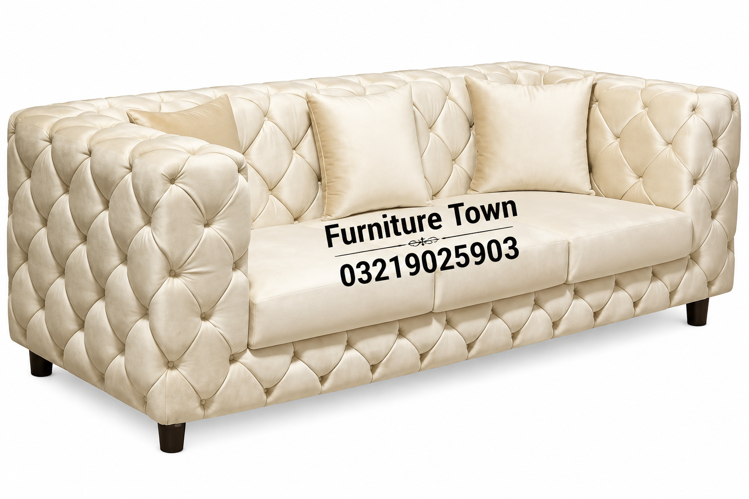 Ivory Chesterfield Diamond Tufted Sofa in Peshawar