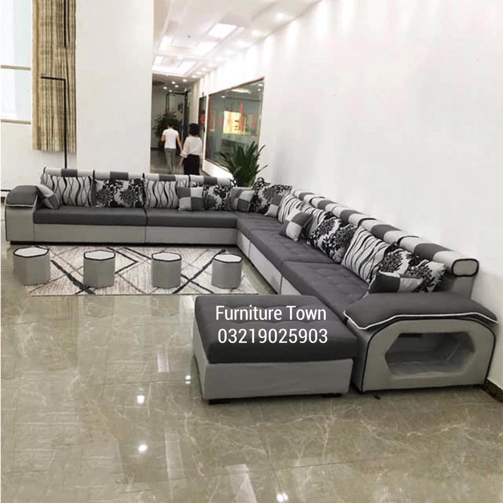 Modern Grey L-Shaped Sectional Sofa in Peshawar