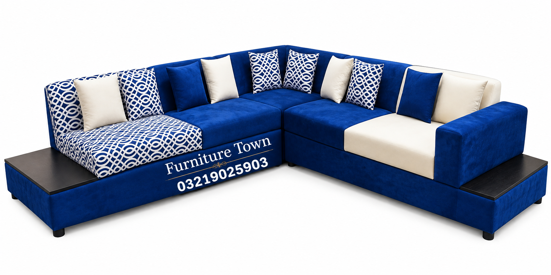 Royal Blue Modern L-Shaped Sectional Sofa in Peshawar